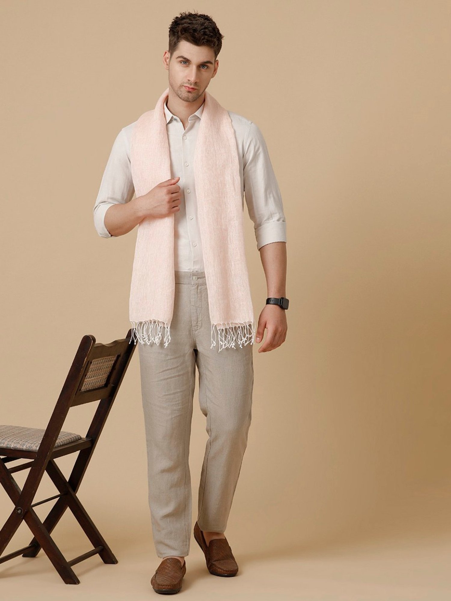 Linen Club Light Pink Solid Stole