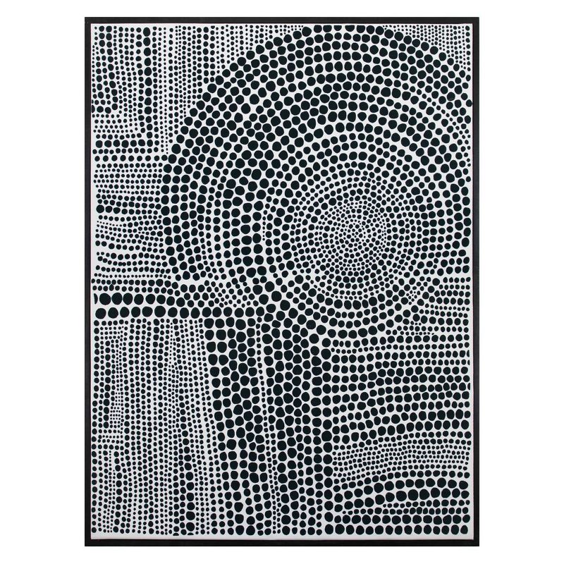 30" x 40" Clustered Dots by Natasha Marie Framed Wall Art Canvas Black/White - Fine Art Canvas