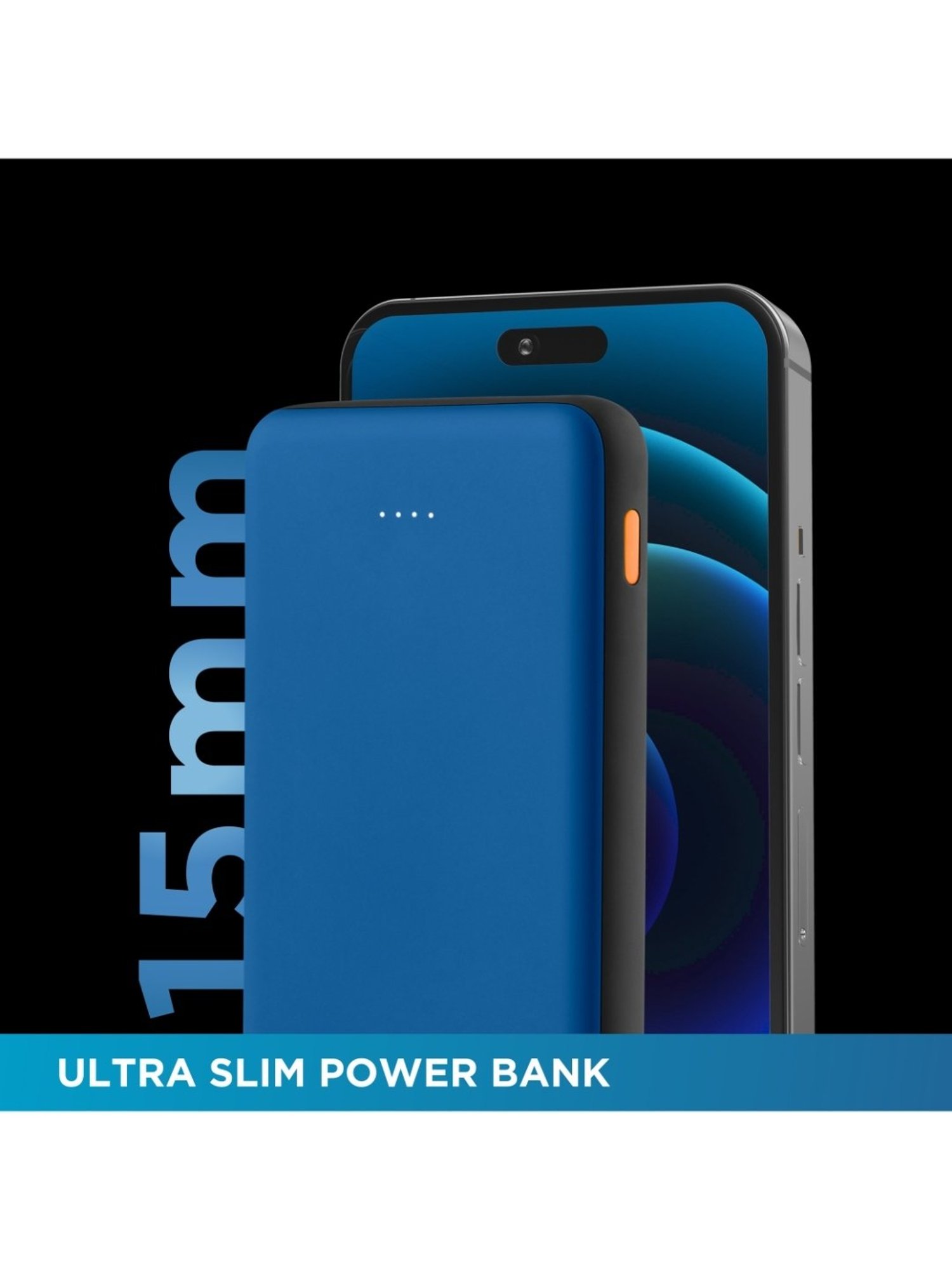 URBN 10000 mAh Ultra Slim 12W Power Bank with Type C Input-Output (Bright Blue)