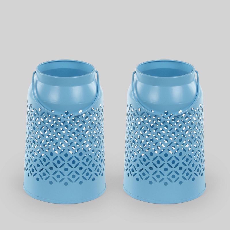 2ct Hangable Iron Lantern Blue - Bullseye's Playground™