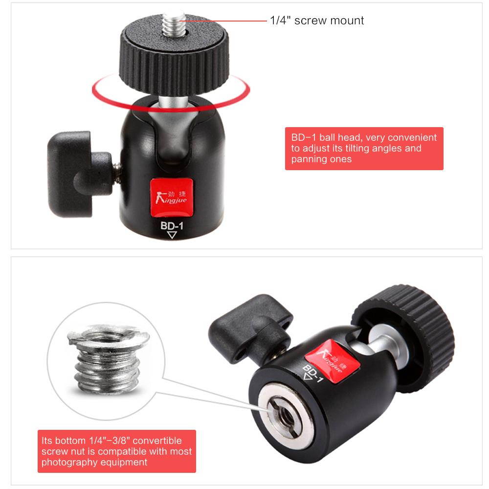 KINGJOY KT-200+BD-1 Portable Table Tripod Aluminum Mini Tripod Flexible Camera Ball Head Stand