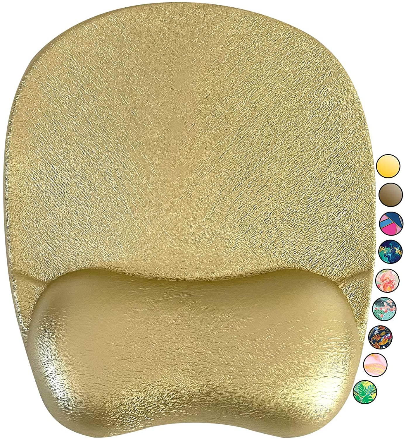 French Koko Mouse Pad with Wrist Support Cute & Ergonomic Mousepad Gel Support Desktop Padded Wrist Rest Memory Foam for Easy Mouse Movement Computer Laptop Home Office School (Leather Gold)