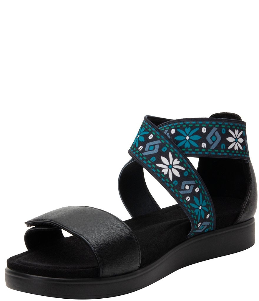 Alegria Lucia Floral Print Ankle Strap Flat Sandals
