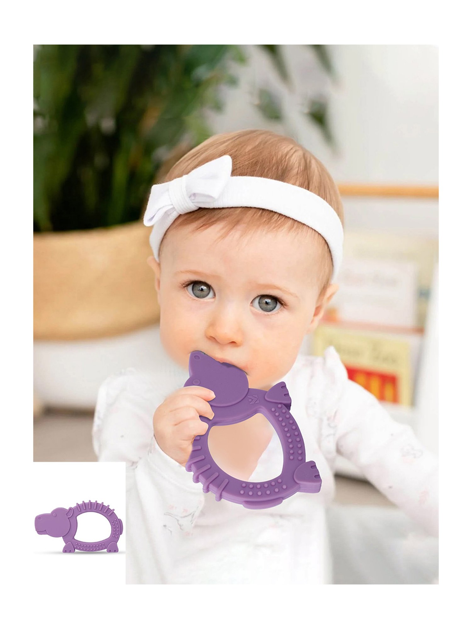 Baby Moo Kids Purple Hippo Soothing Silicon Teether (BPA & Toxin Free)