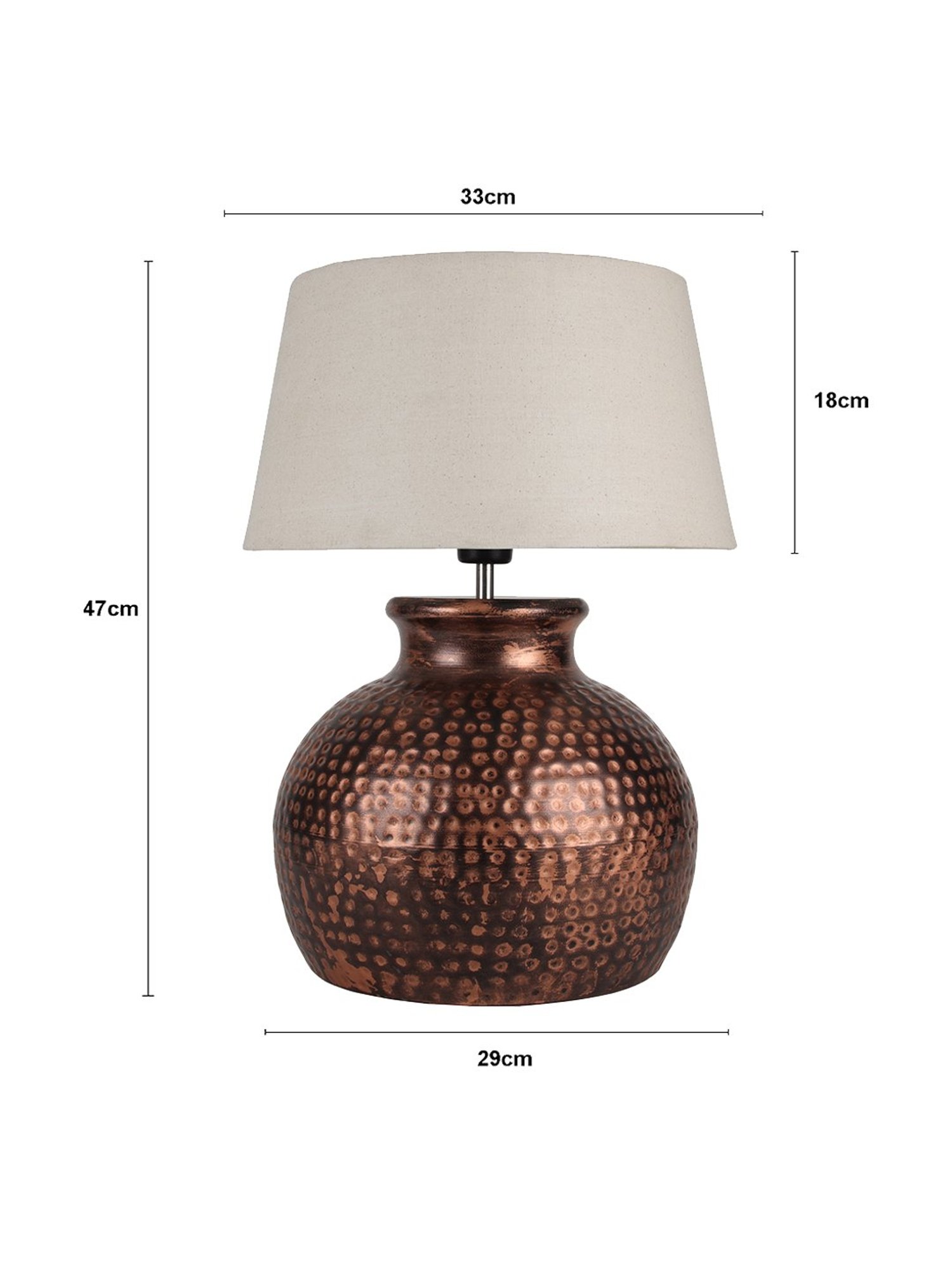 Homesake Beige Hammered Oil-Rubbed Bronze Metal Table Lamp