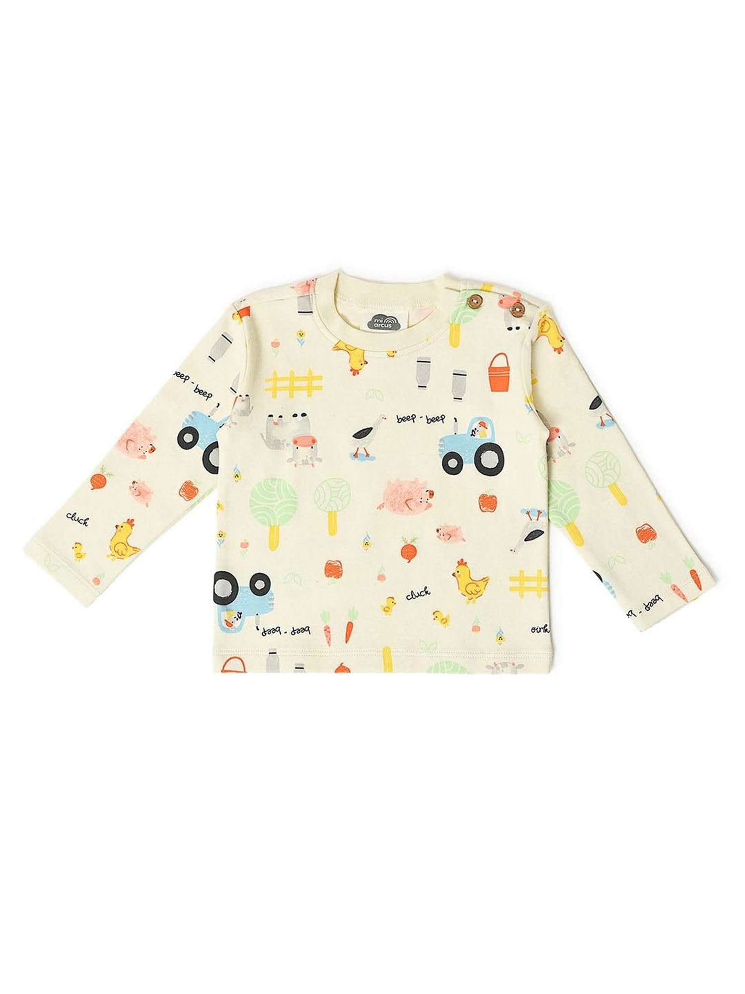 MiArcus Kids Cream Printed Sweatshirt with Pyjamas