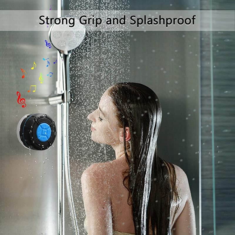IPX7 Shower Speaker Bluetooth Waterproof 8H Playtime,  Portable Wireless Outdoor Speaker with Suction Cup & Carabiner-Bass HD Sound-Built in Mic- Bluetooth Speaker For Bathroom,Pool,Beach,Cycling