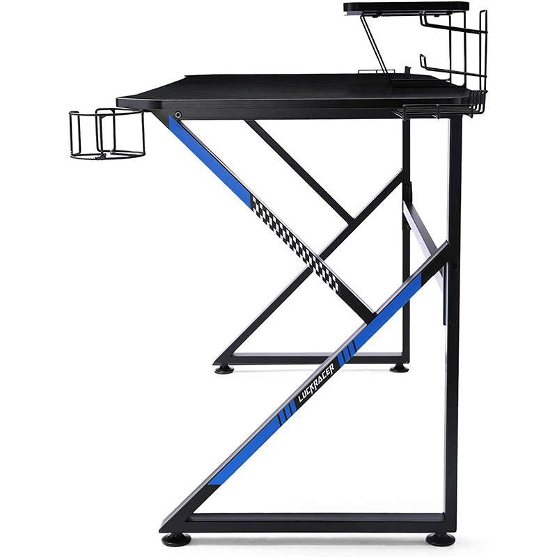 Gaming Desk 39 Inch Computer Desk Gaming Table K Shaped Pc Gaming Workstation Home Office Desk with Headphone/CD Holder, Gaming Controller Rack, K01