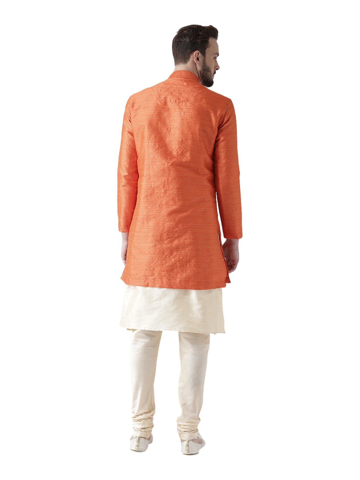 Deyann Orange Striped Sherwani