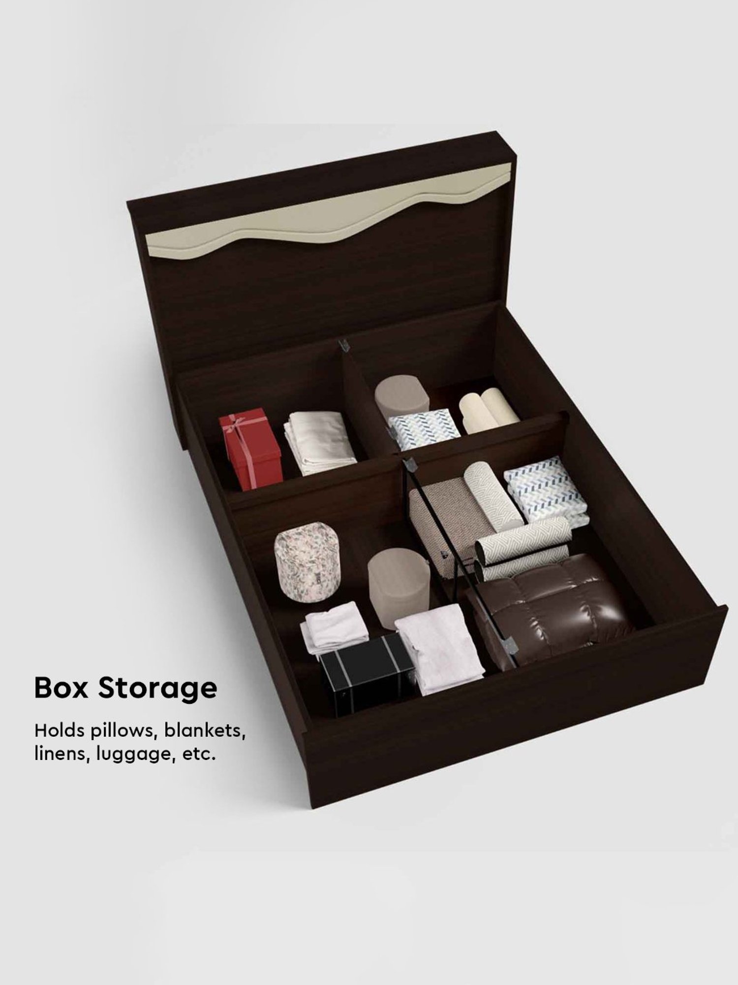 Nilkamal Riva Black Engineered Wood King Size Bed with Storage