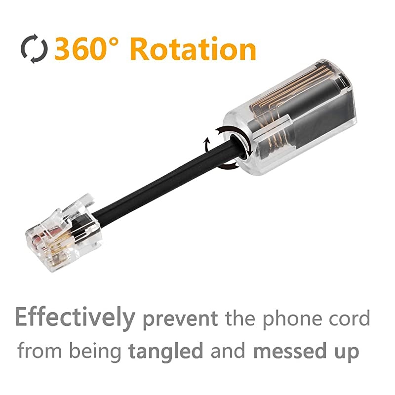 Telephone Cord Detangler  AntiTangle Telephone Handset Cable 360 Degree Rotating Landline Swivel Cord Untangler Black 4 Pack