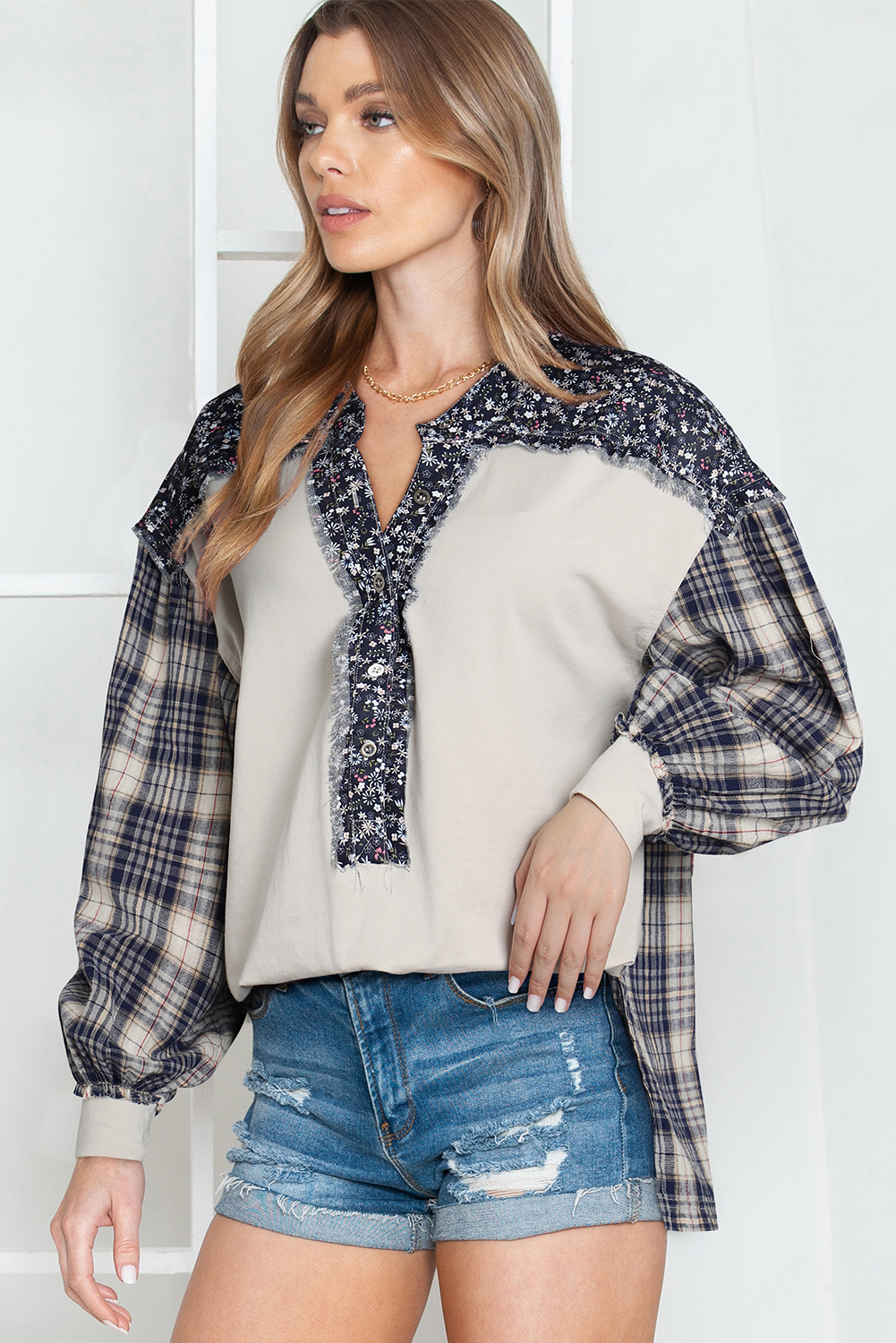 Bohemian Patterned Pullover Long Sleeve Blouse