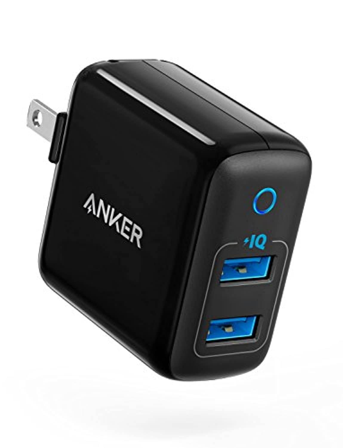 Anker Dual USB Wall Charger, PowerPort II 24W, Ultra-Compact Travel Charger with PowerIQ Technology and Foldable Plug, for iPhone XS/Max/XR/X/8/7/6/Plus, iPad Pro/Air 2/mini 4, Galaxy S9/S8/+  (A2027)