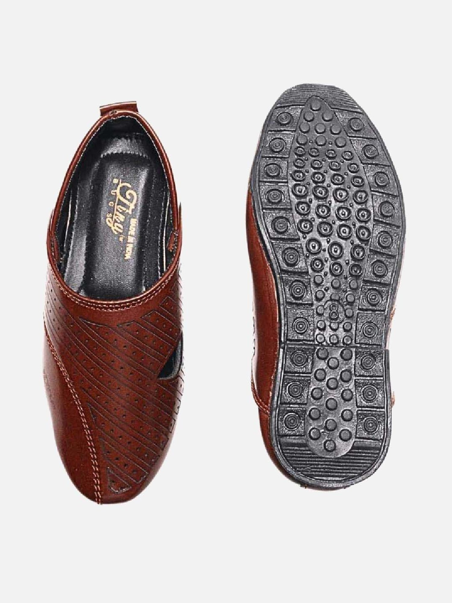 Tiny Bugs Boys Brown Party Wear Slip Ons