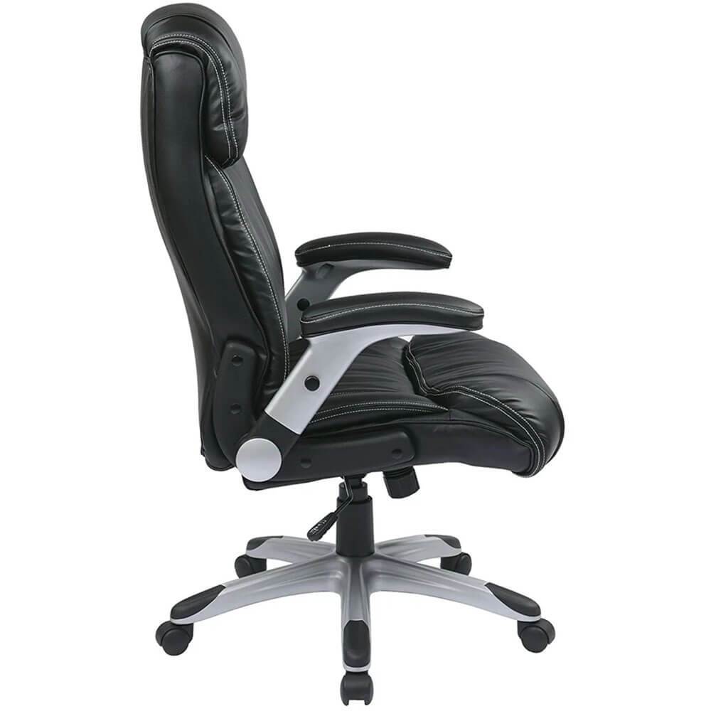 Office Star-Work Smart ECH38665A-EC3 Executive Eco Leather Chair in Silver-Black