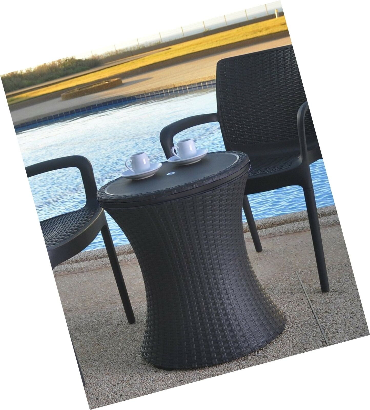 Keter Pacific Cool Bar Outdoor Patio Furniture and Hot Tub Side Table with 7....