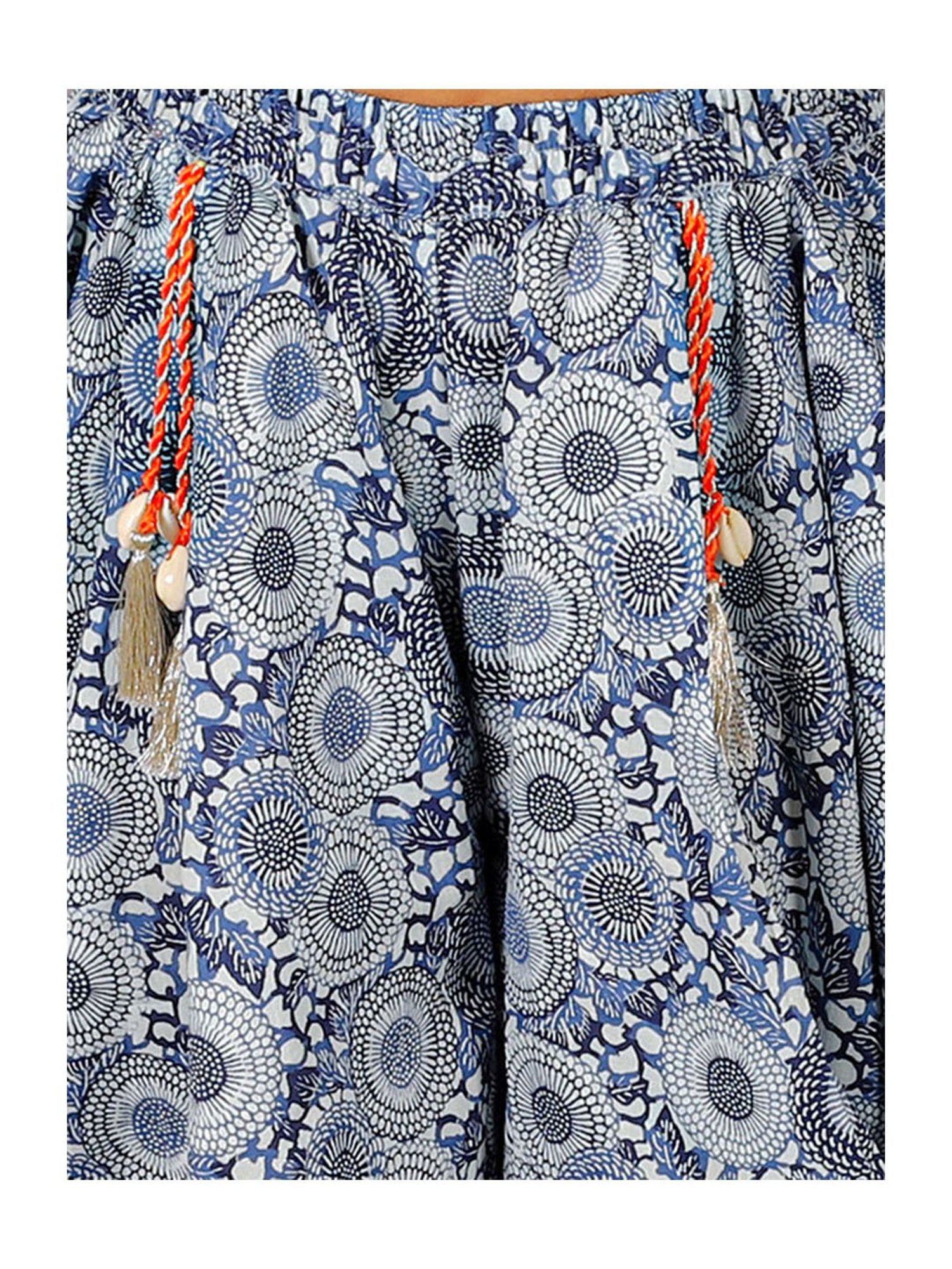 Lil Drama Kids Blue Printed Top with Dhoti