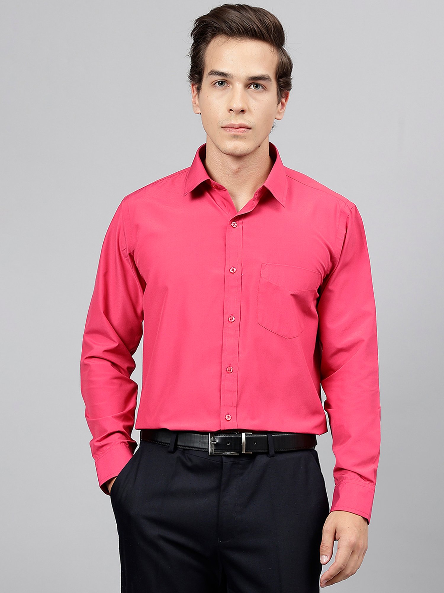 English Navy Magenta Slim Fit Shirt