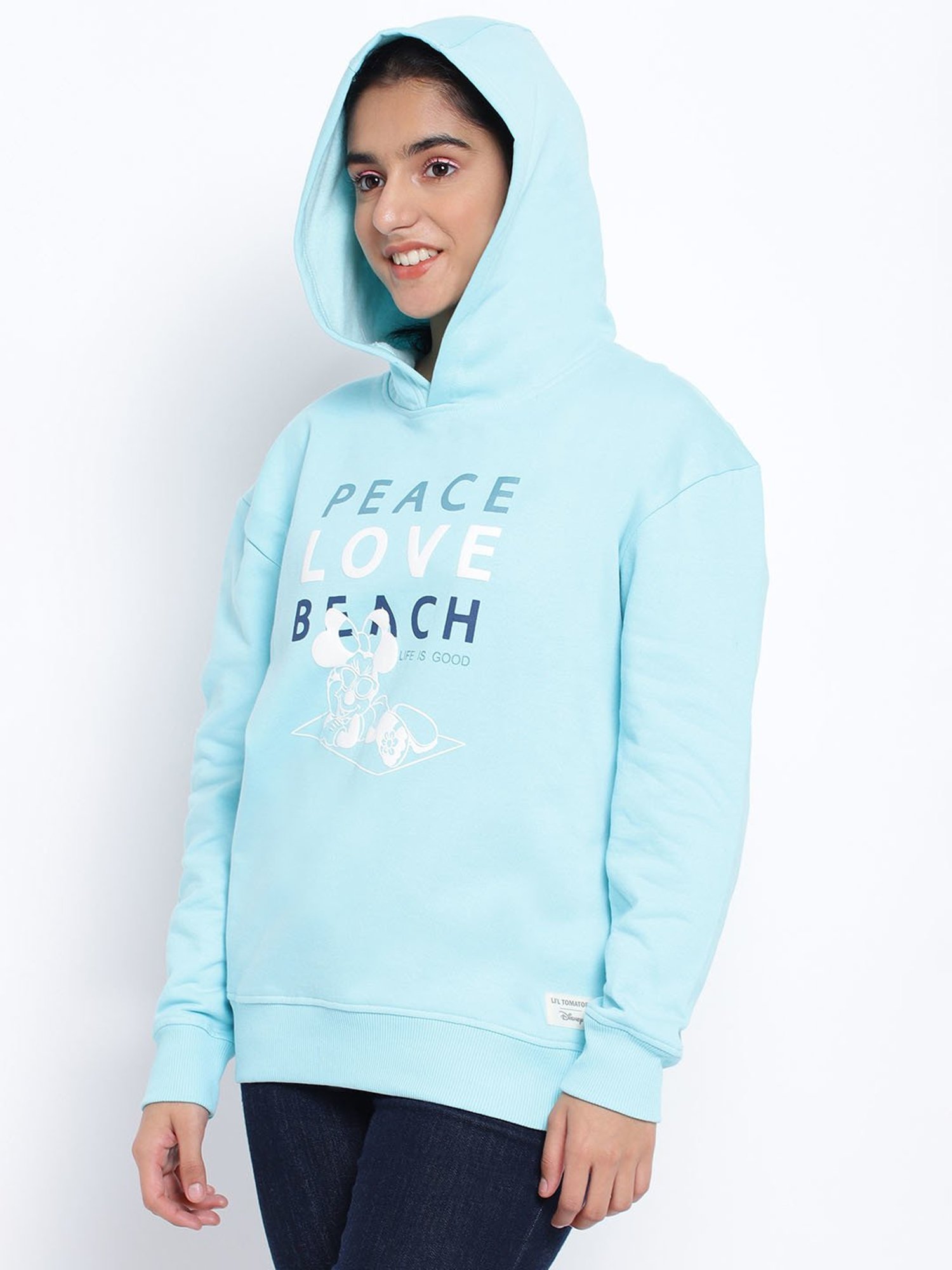 Lil Tomatoes Kids Sky Blue Printed Full Sleeves Sweatshirt