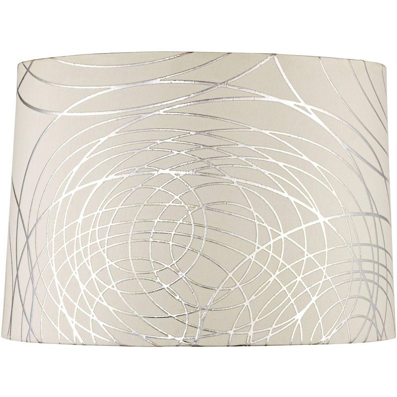 Springcrest Off-White White Drum Lamp Shade Modern Silver Circles 15x16x11 - Spider