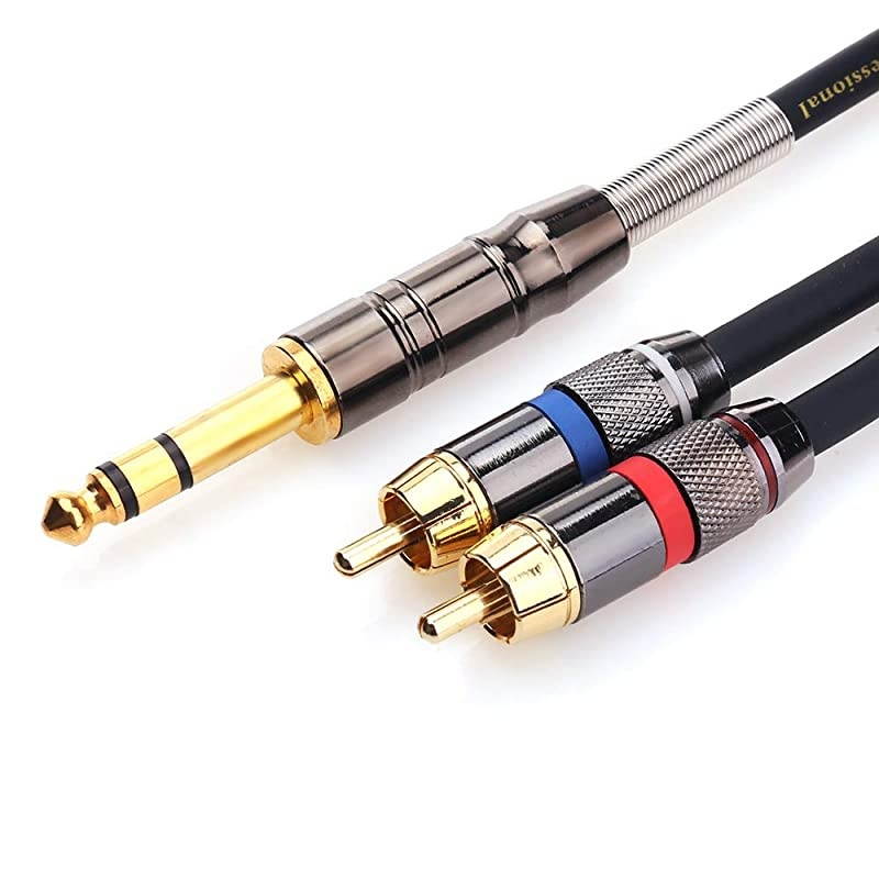RCA to 1/4 Cable, Quarter inch TRS to RCA (1/4 Stereo to 2 RCA) Audio Y Splitter Cable Insert Cable - 3.3 feet/1 Meter