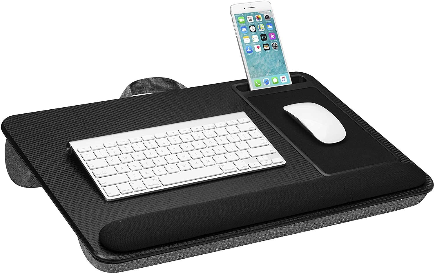 Home Office Pro Lap Desk with Wrist Rest, Mouse Pad, and Phone Holder - Black Carbon - Fits Up To 15.6 Inch Laptops - style No. 91598