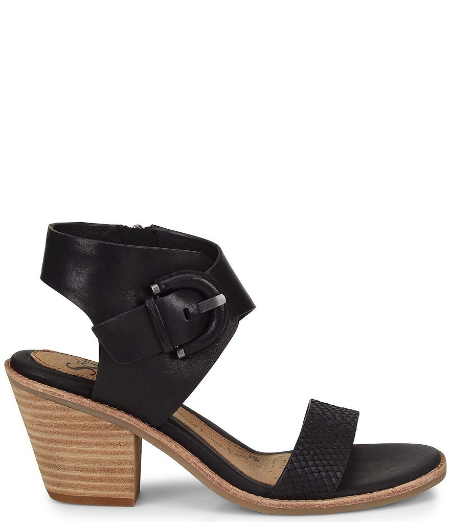 Sofft Menaka Snake Print Leather Accent Block Heel Sandals