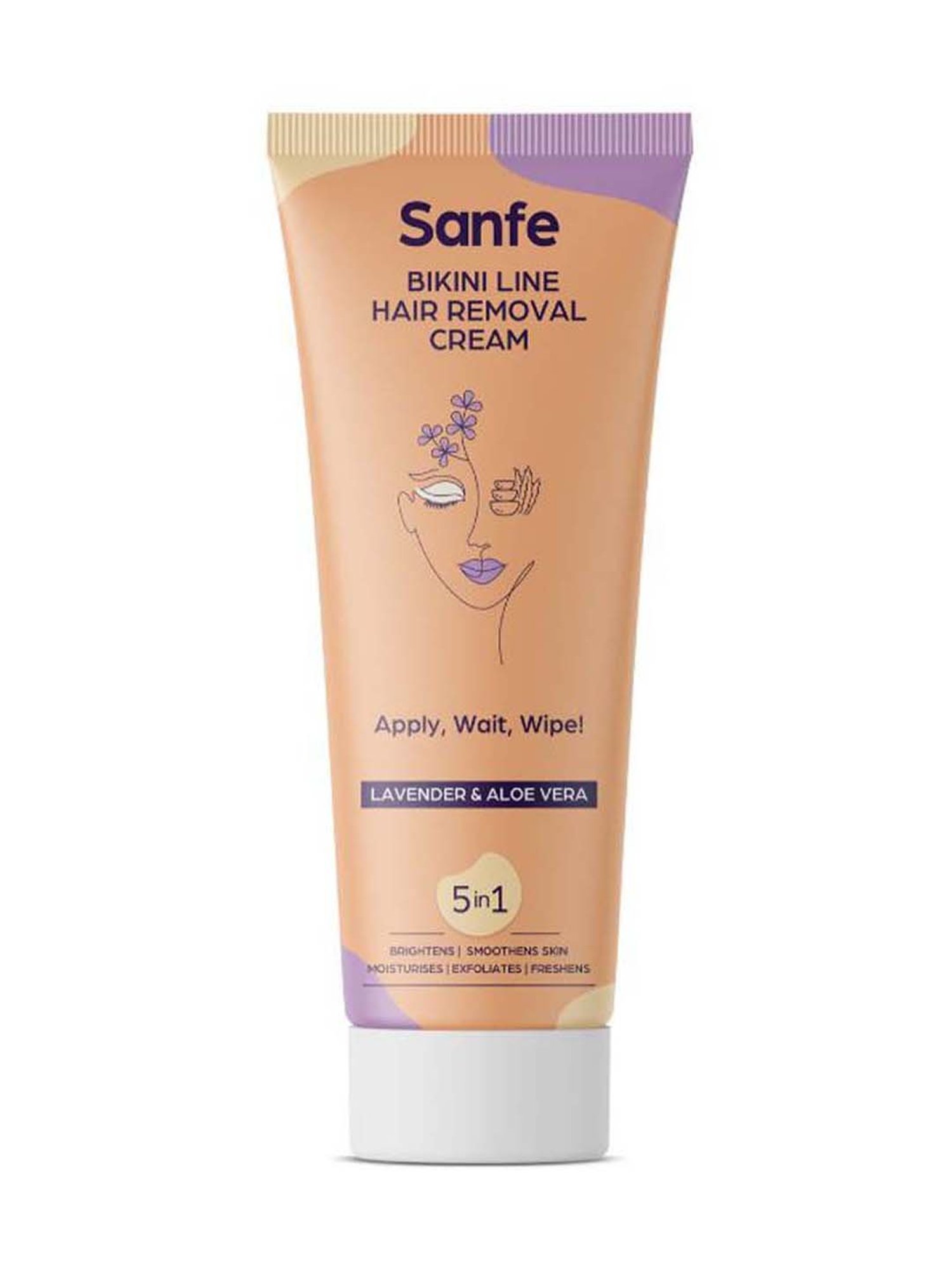Sanfe Bikini Line Hair Removal Cream with Spatula and Intimate Wipes - 50 gm