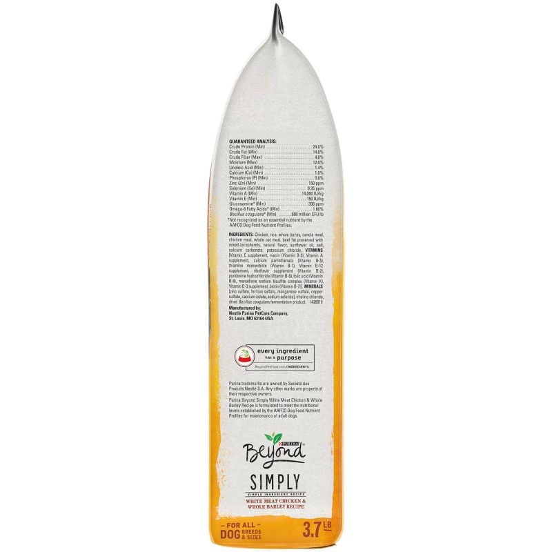 Purina Beyond Simply Probiotics White Meat Chicken & Whole Barley Recipe Dry Dog Food - 3.7lbs
