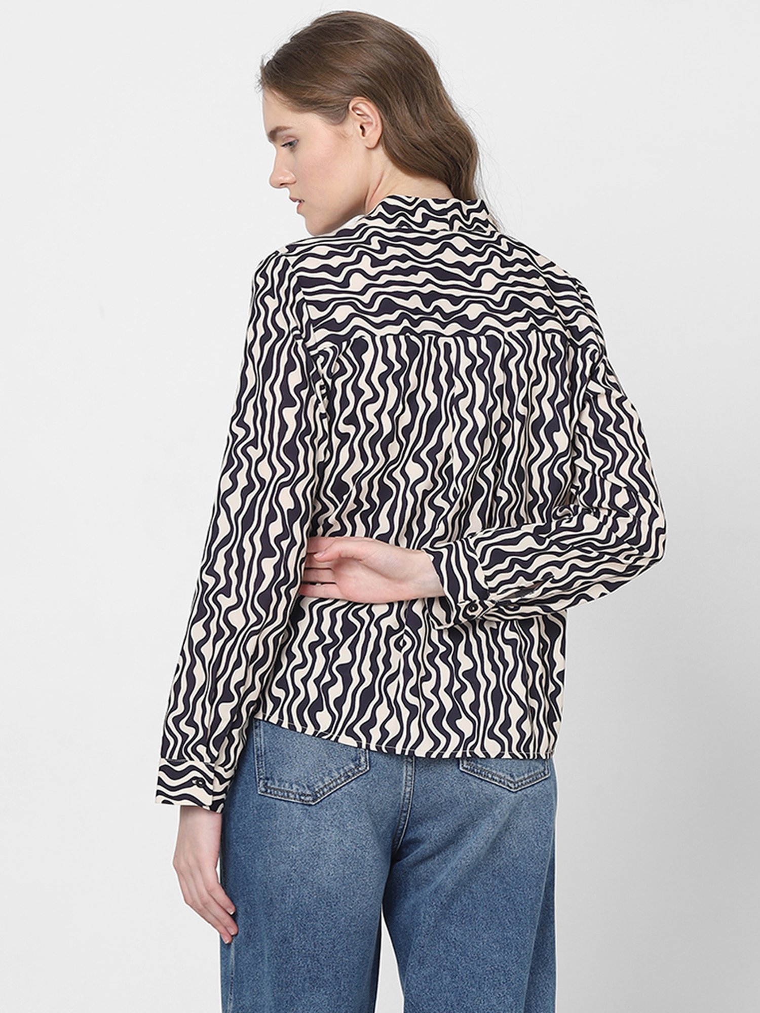 Vero Moda Black & Beige Printed Top