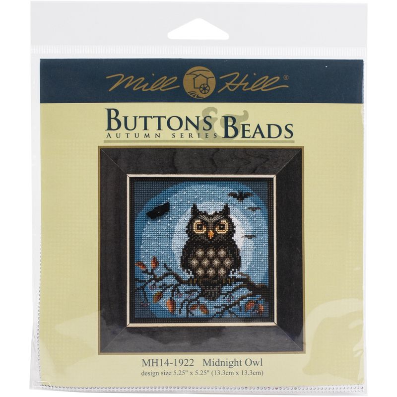 Mill Hill Buttons & Beads Counted Cross Stitch Kit 5"X5"-Midnight Owl (14 Count)