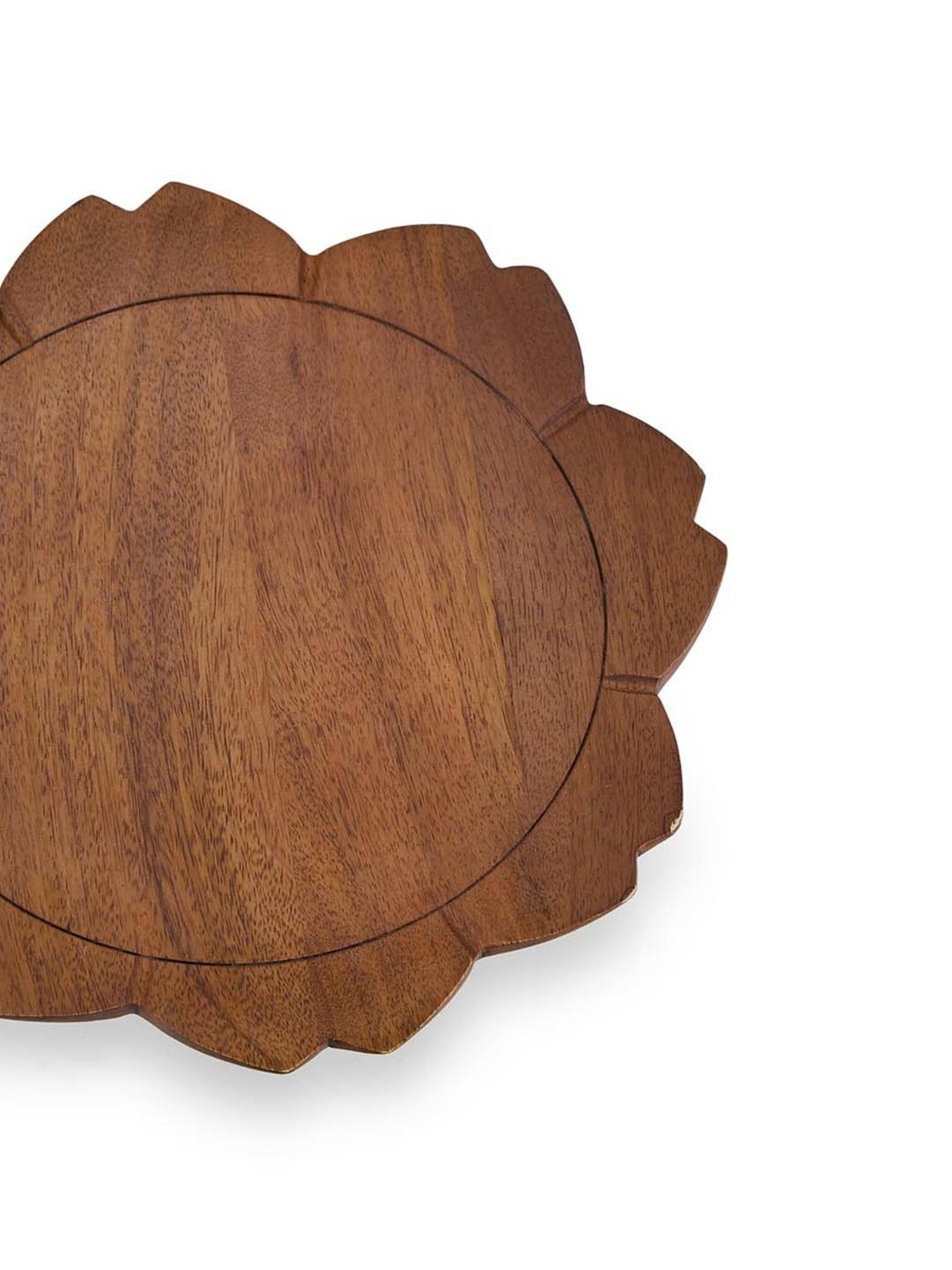 Fabindia Arali Brown Wood Platter With Stand