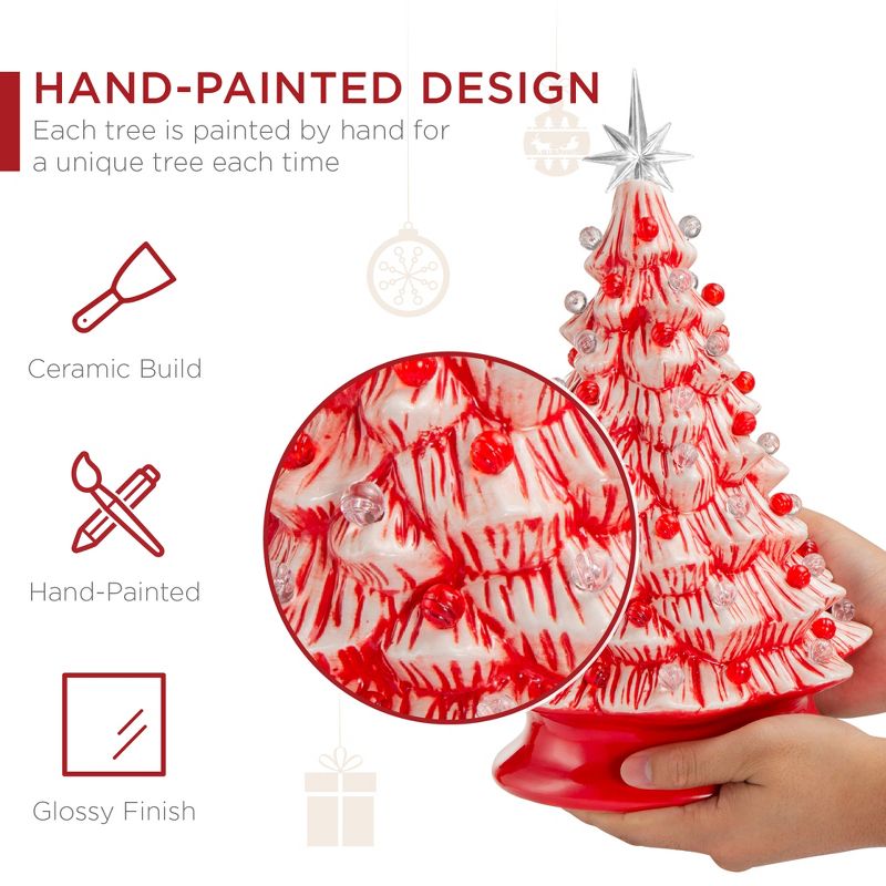 Best Choice Products 15in Pre-lit Ceramic Christmas Tree w/ Cord, Hand-Painted  Decoration - Peppermint Candy Cane