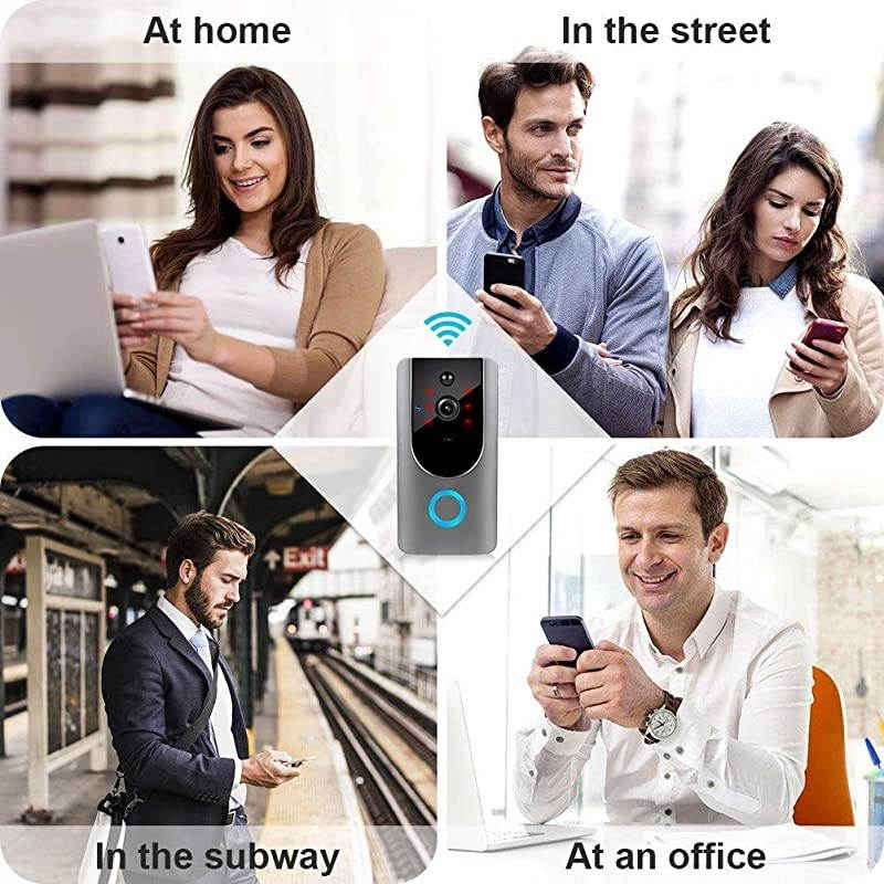 Smart Wireless WiFi Video Doorbell HD Security Camera with PIR Motion Detection Night Vision TwoWay Talk and Realtime Video