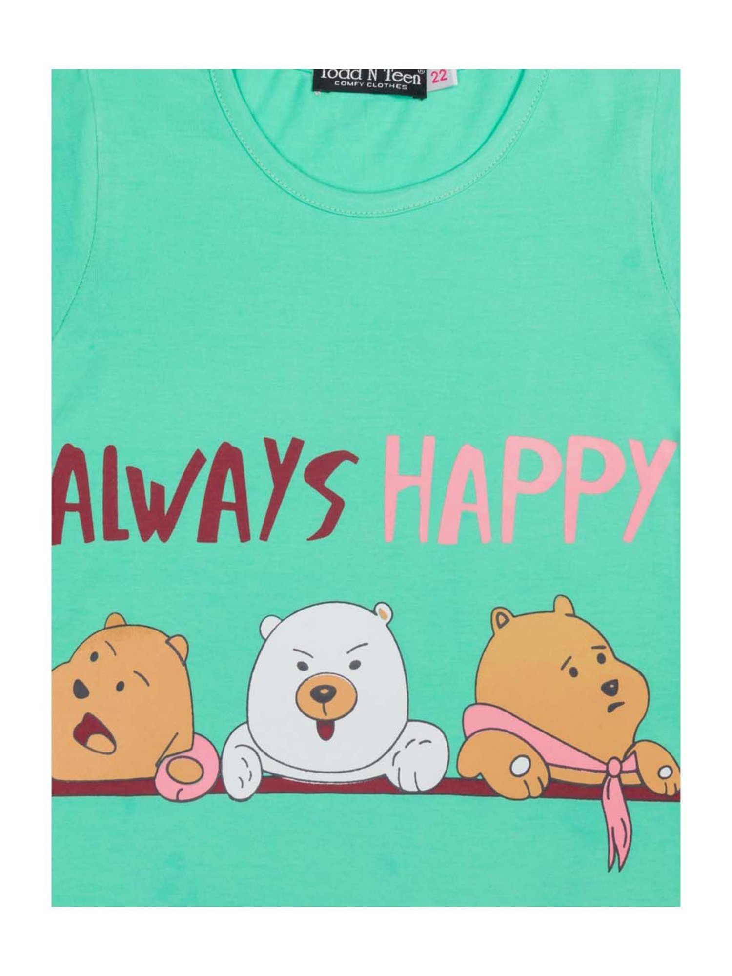 Todd N Teen Kids Blue & Sea Green Cotton Printed T-Shirt & Capris - Pack of 2