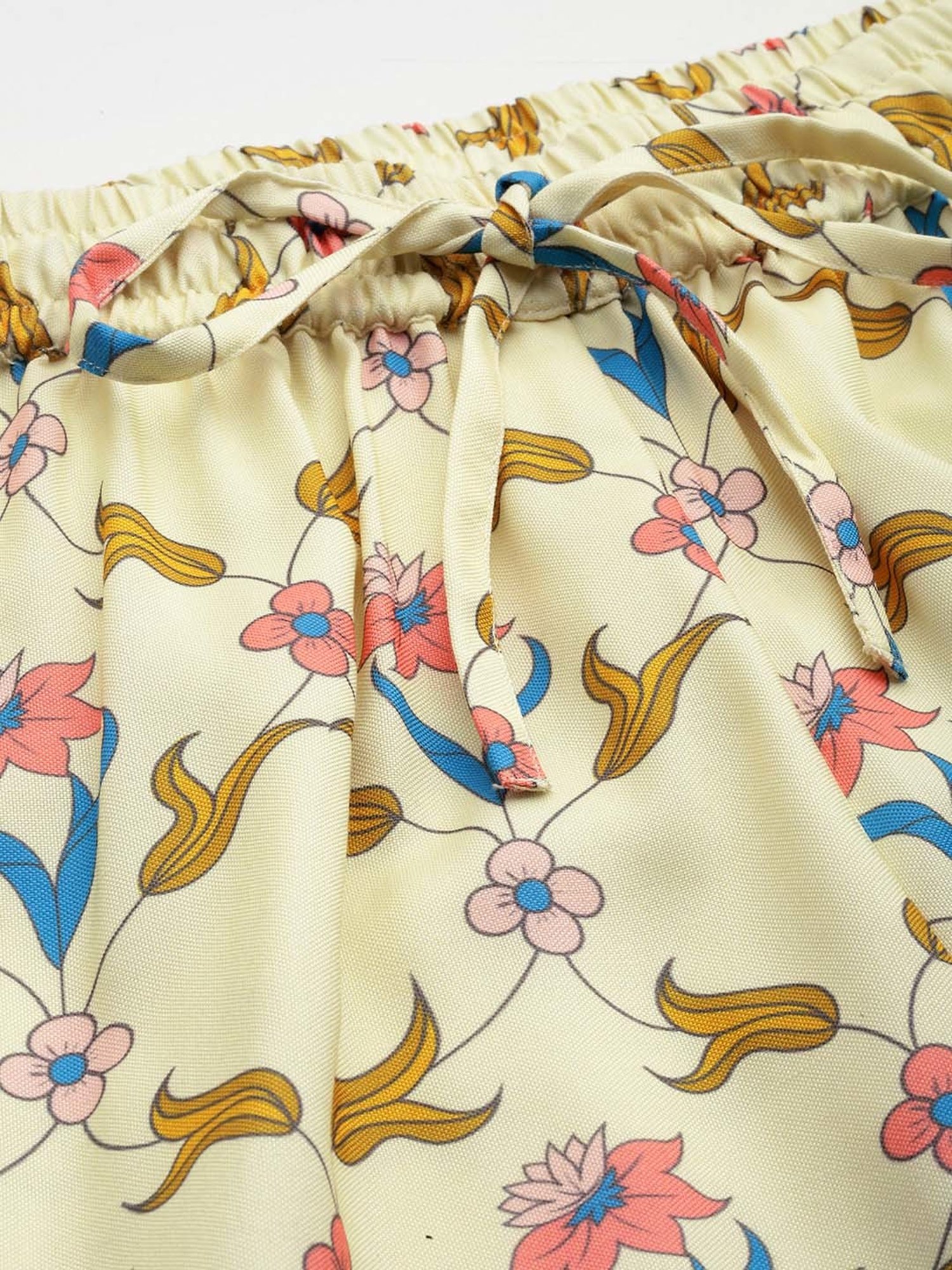 Prakrti Yellow Floral Print Top Pant Set