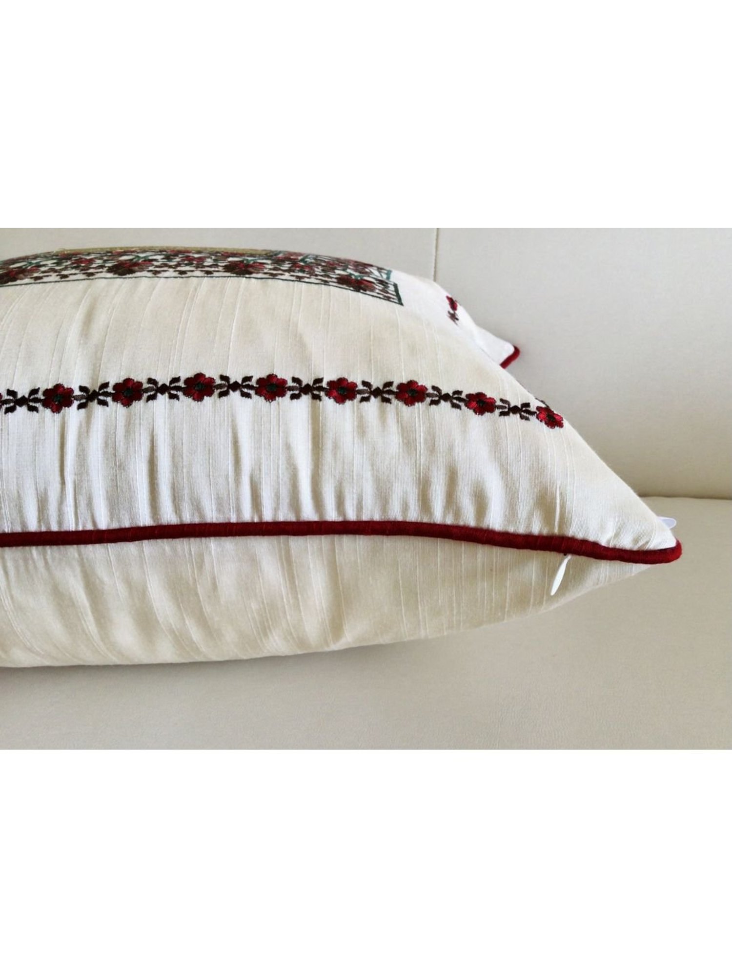 TARA Sparkling Homes Gold Embroidered Cotton Silk Cushion Cover - Set of 2