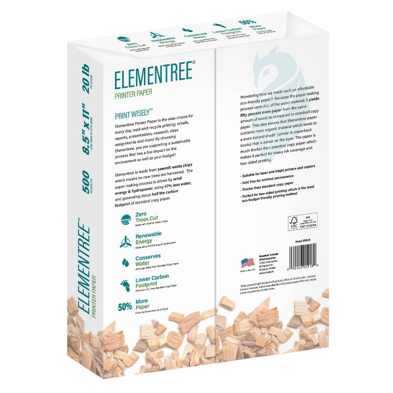 8pk 500 Sheets/Pack 20lb Sustainable Multipurpose Paper 8.5"x11" - Elementree