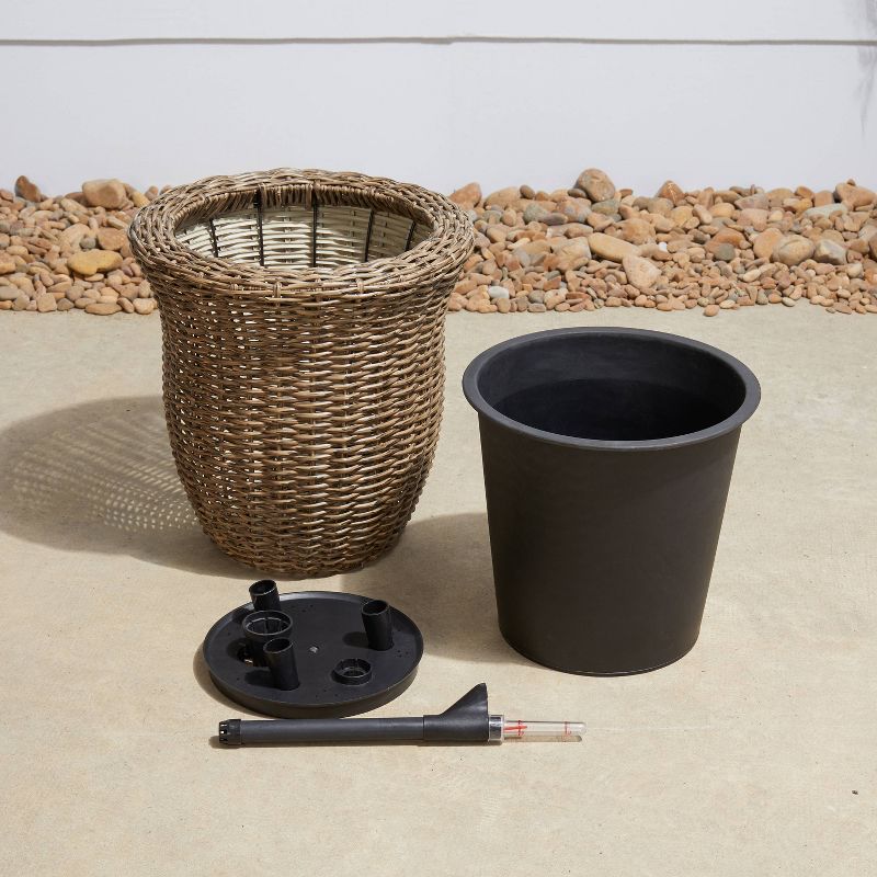 Ocala Curved Oval Self-Watering Planter Mocha - Vifah