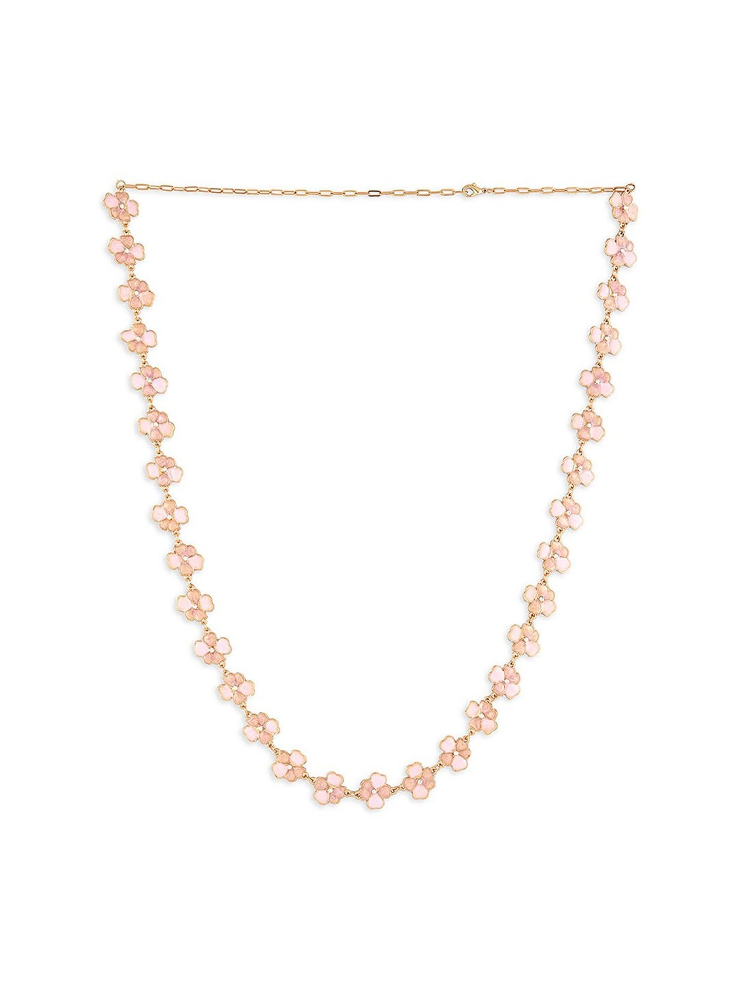 Zaveri Pearls Pink Enamel Flowers Contemporary Kamarbandh-ZPFK16005