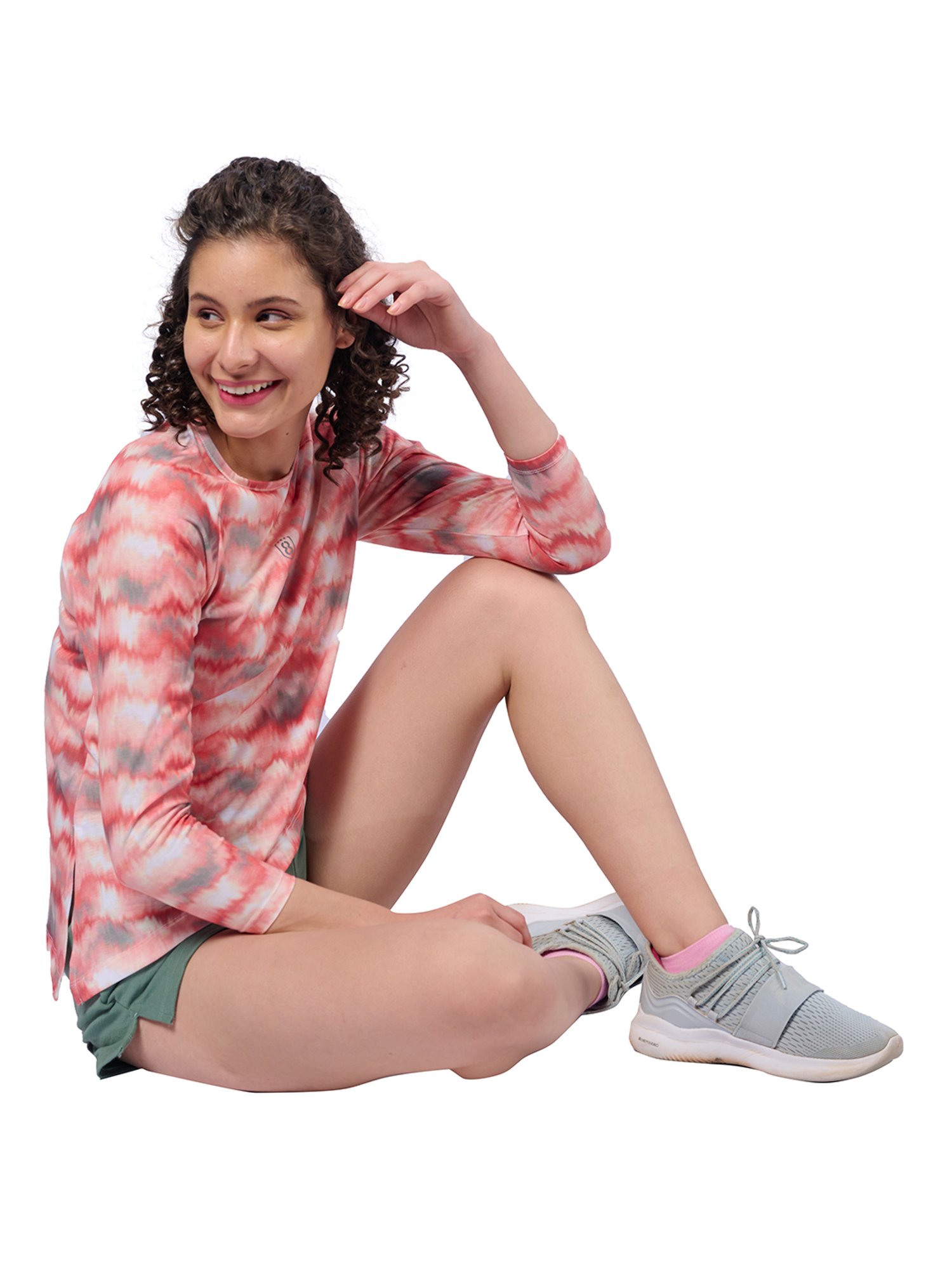 Domin8 Women Tie-Dye Raglan Full Sleeve Asymmetrical Top