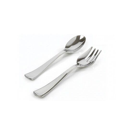 Fineline Settings 714, 3-Piece Silver Secrets Plastic Serving Set, 24/CS