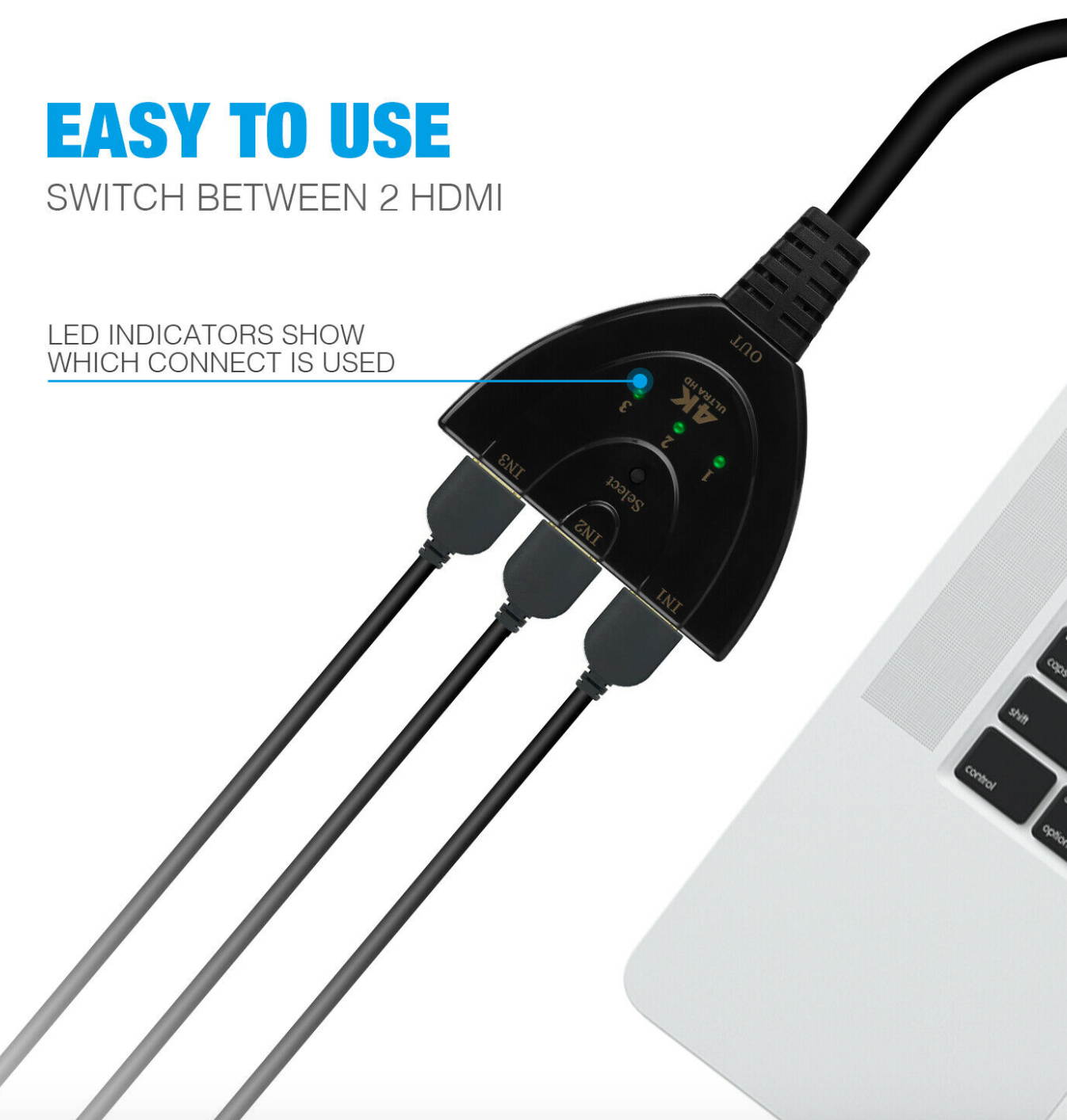 3 HDMI Port Switch Switcher Splitter HUB Box Cable For HDTV 1080P Xbox PS4