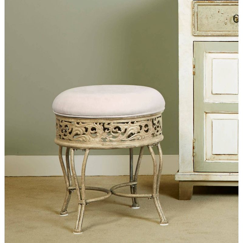 18.5" Villa III Upholstered Backless Metal Vanity Stool Beige - Hillsdale Furniture