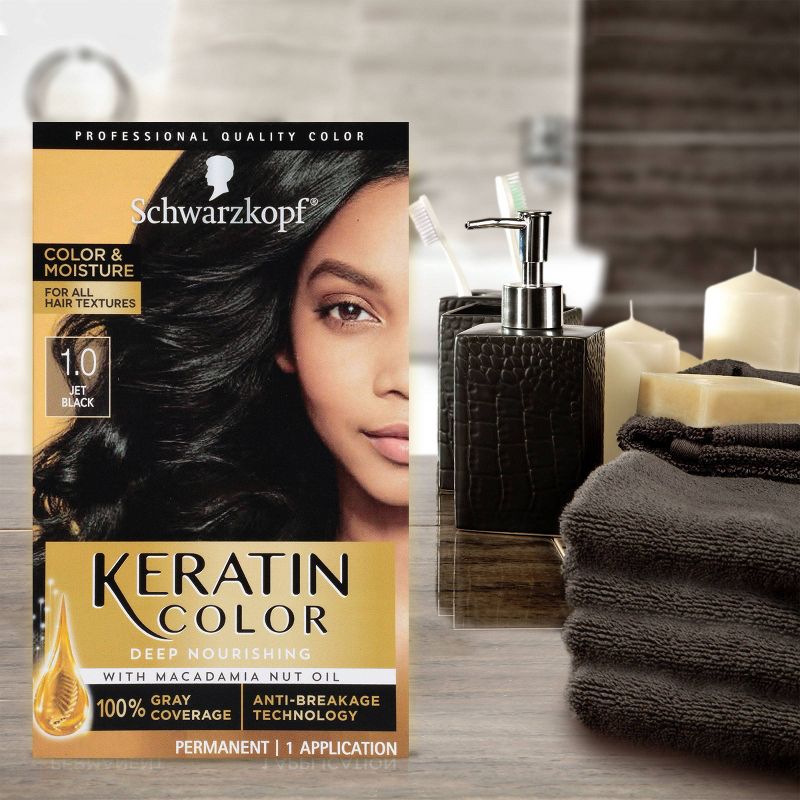 Schwarzkopf Keratin Color Jet Black Permanent Hair Color - 6.2oz