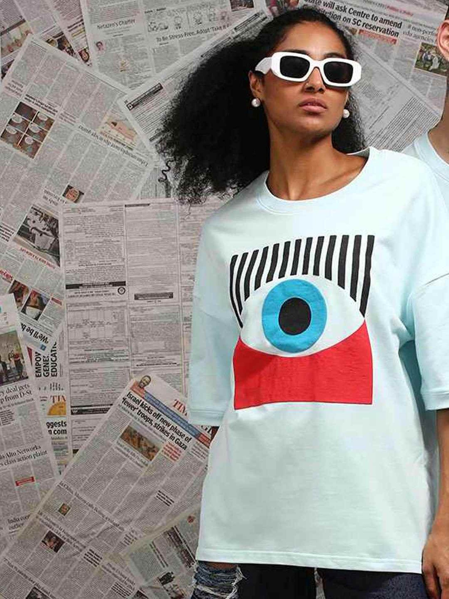 Dillinger Blue Loose Fit Printed Unisex T-Shirt