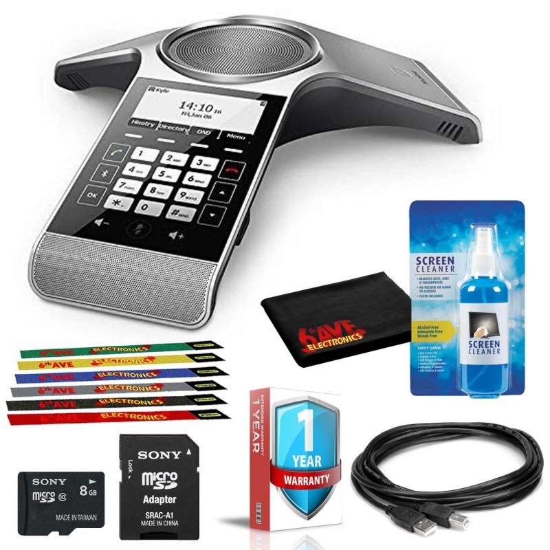 Yealink CP930W Conference DECT IP Phone (Base Station Not Included) with Cable Ties, 8GB Micro SD, USB Cable and More