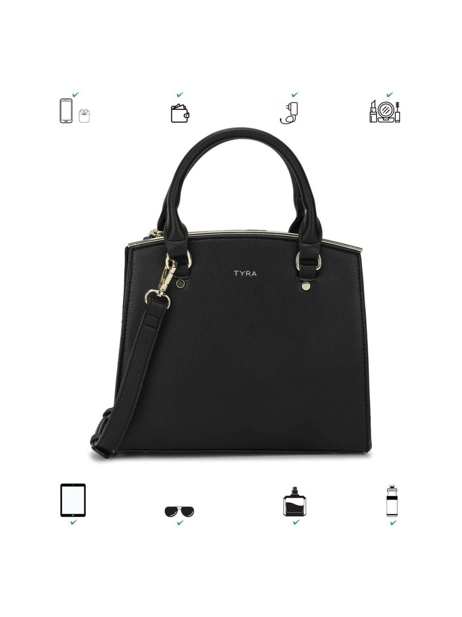 Tyra Calla Black Solid Faux Leather Handbag