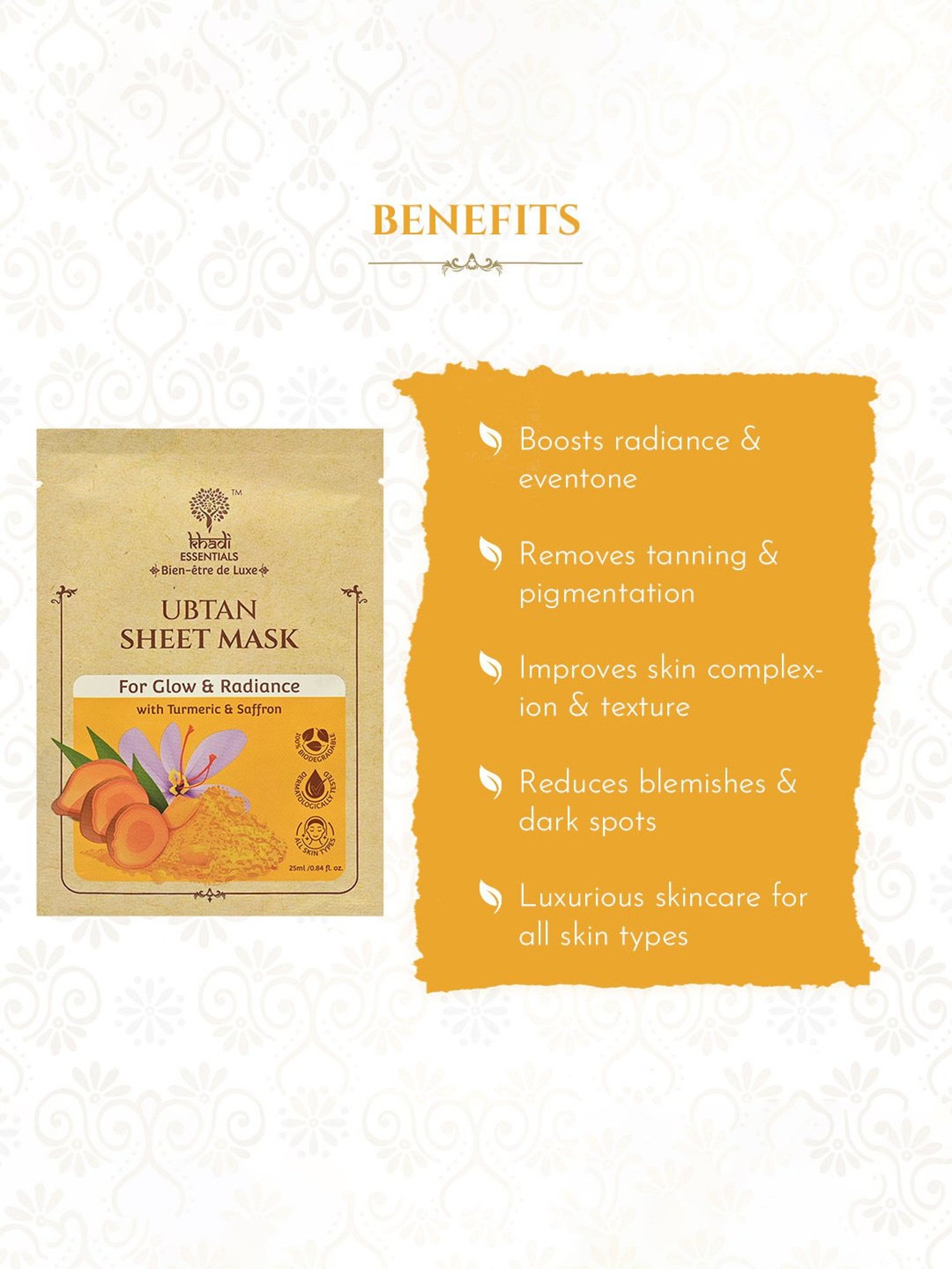 Khadi Essentials Ubtan Sheet Mask - Pack of 3