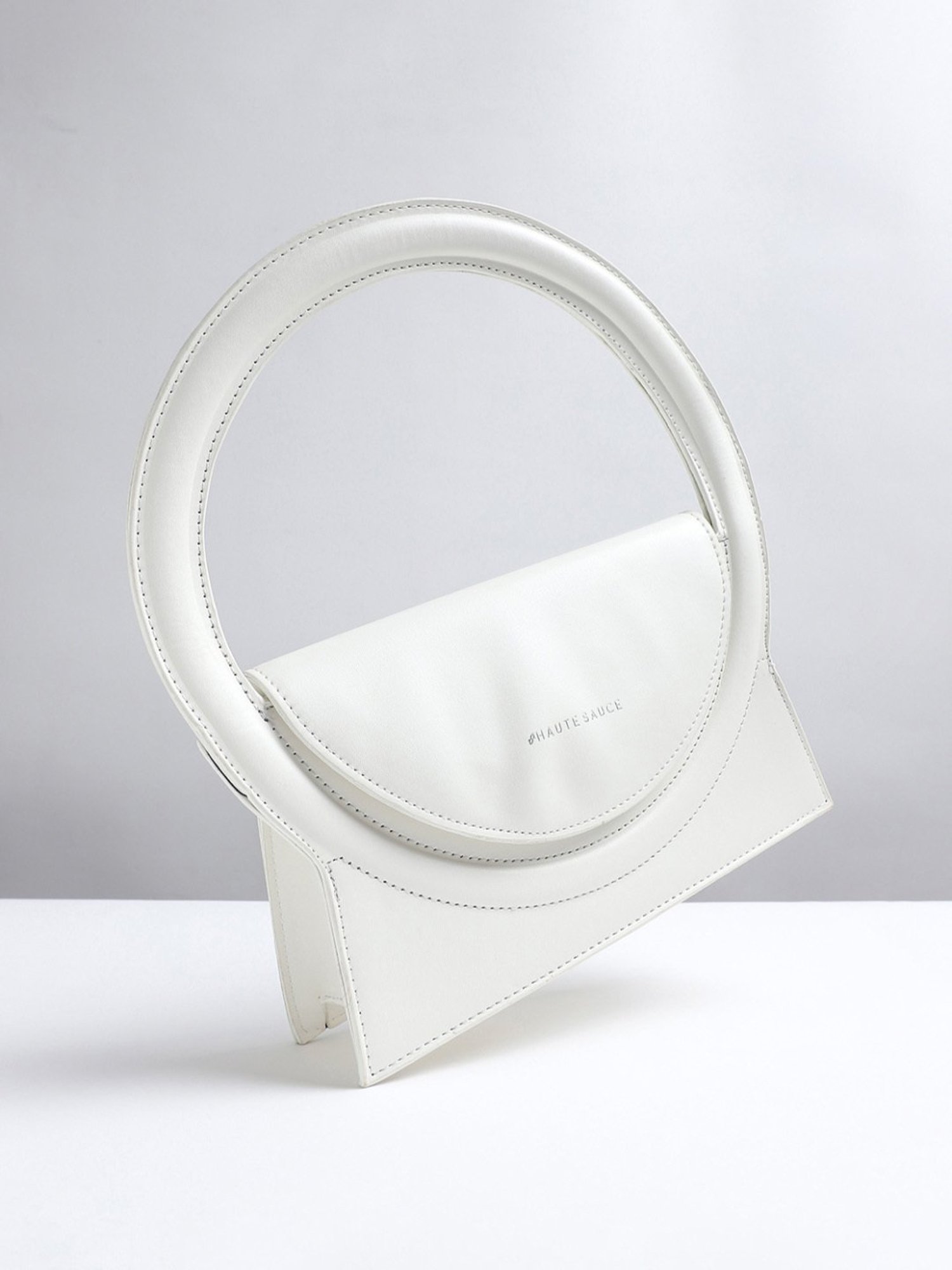 HauteSauce White Medium Leather Handheld Handbag